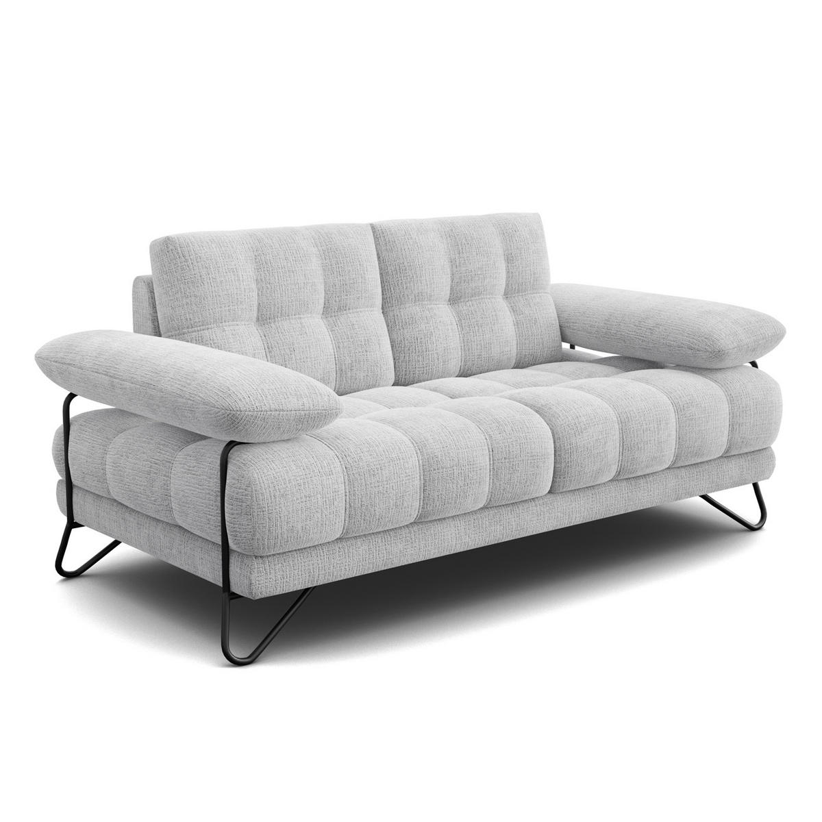 SOFA BUBBARA 2-Sitzer, hellgrau - Hellgrau/Schwarz, Holz/Textil (185/87/96cm) - Courtois Laville