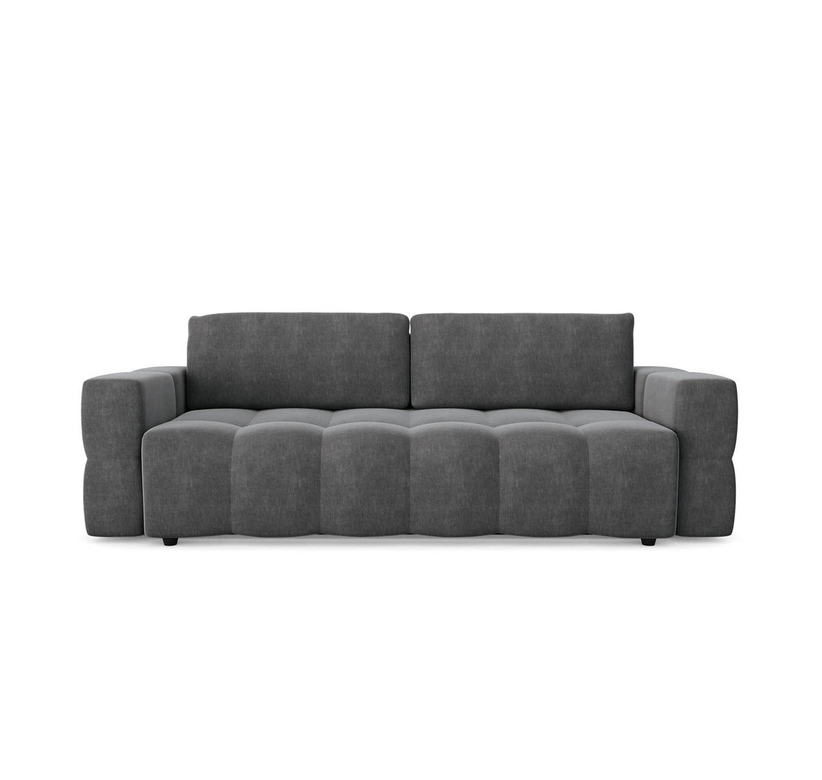 SCHLAFSOFA GERADE Samt Graphitgrau 247cm - Graphitfarben/Grau, Textil (247/90/102cm) - Sia Home