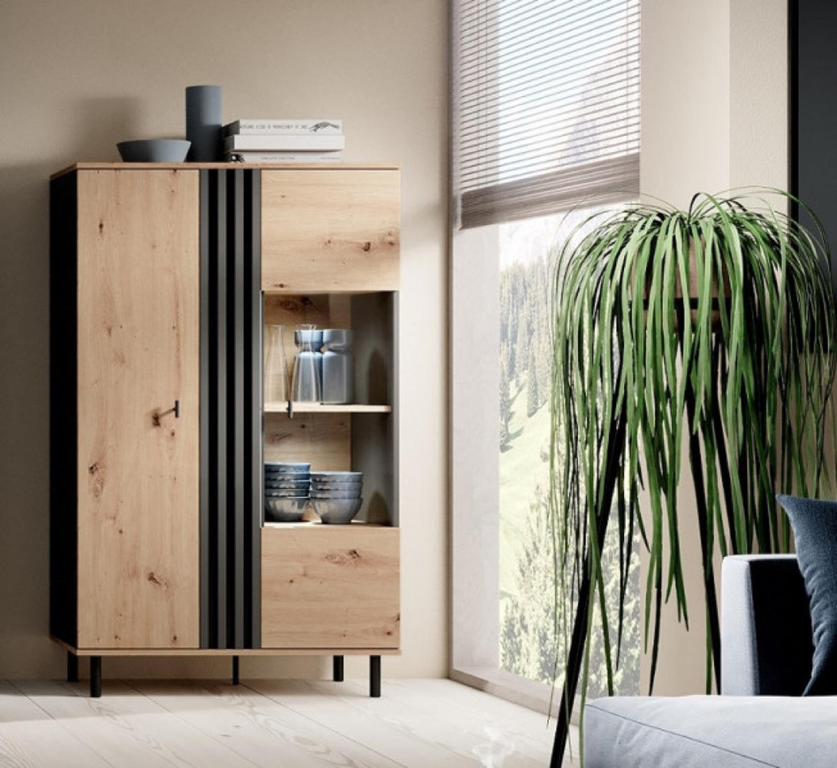 VITRINE Weiß MANDI A Mit LED-Beleuchtung - Multicolor, Holzwerkstoff (90.1/148.8/40cm) - Sepro Meble