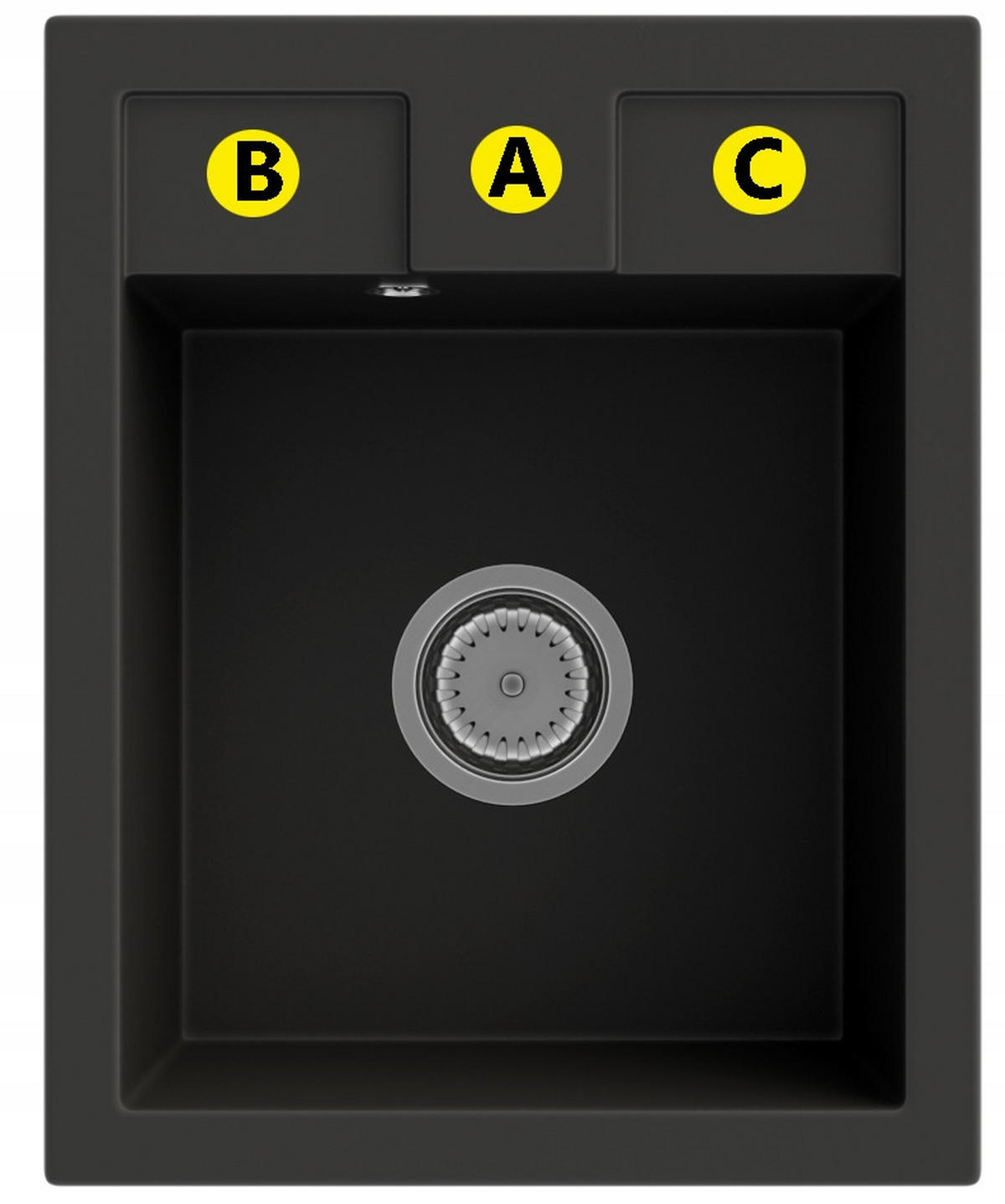 GRANITSPÜLE Best mit Siphon Batterie - Schwarz, Kunststoff/Stein (50/40/18cm) - Granitan