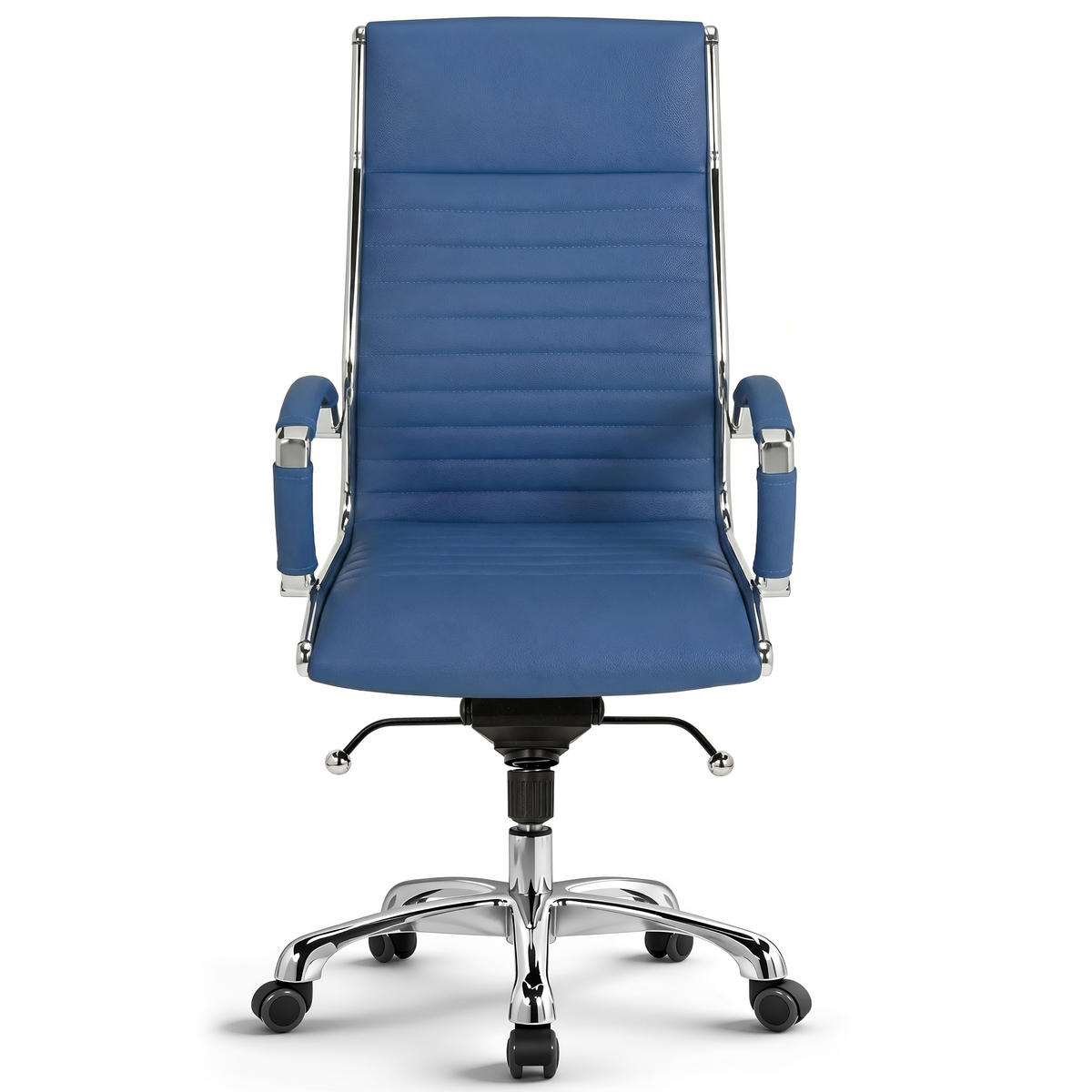 BÜROSTUHL Montreal Echtleder Blau – ergonomisch, 150 kg belastbar, Sitzhöhe 52-64cm - Blau, Leder/Metall (60/121/60cm) - Versee