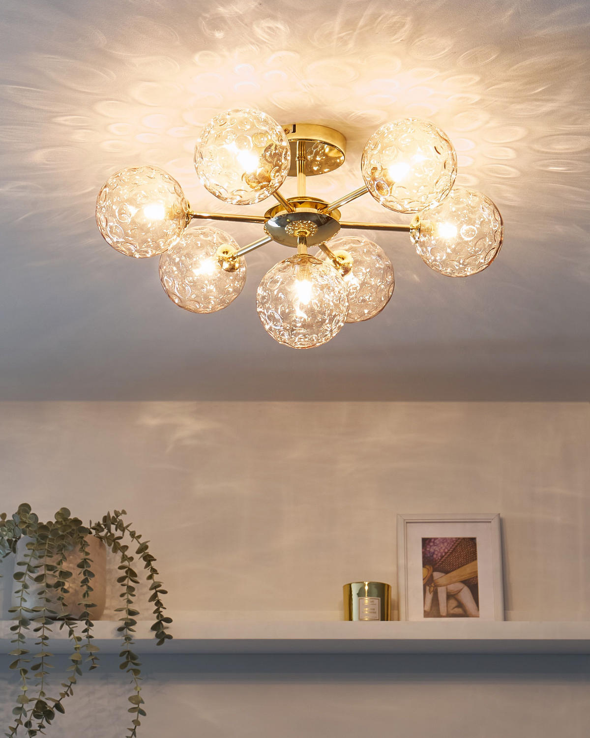 DECKENLAMPE Beige Anadyr - Beige/Goldfarben, Glas (52/52/28cm) - Beliani