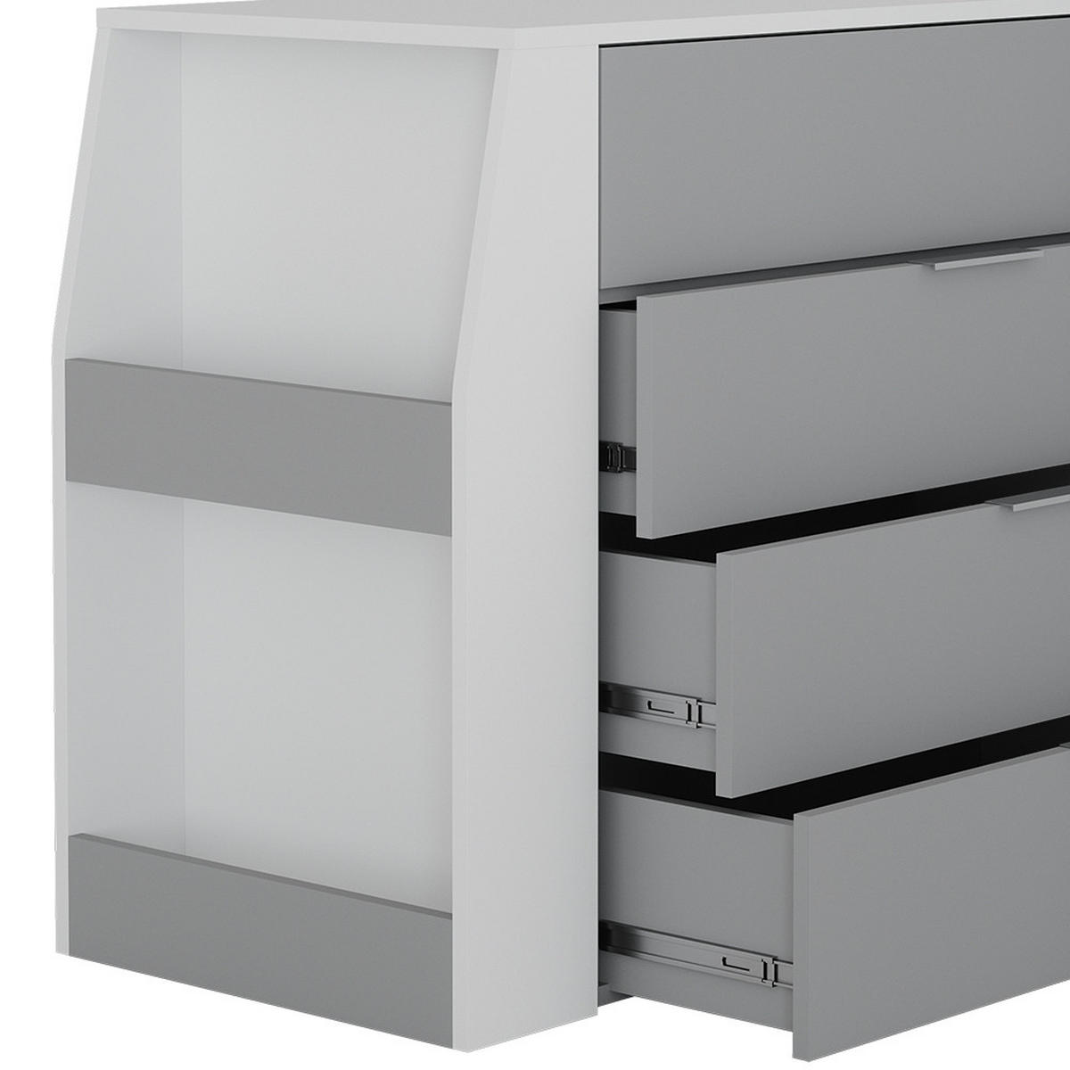 BASTELTISCH Iva Grau 95.5 x 80 cm ausklappbar, 4 Schubladen - Grau, Holzwerkstoff (47/95.5/80cm) - Vicco