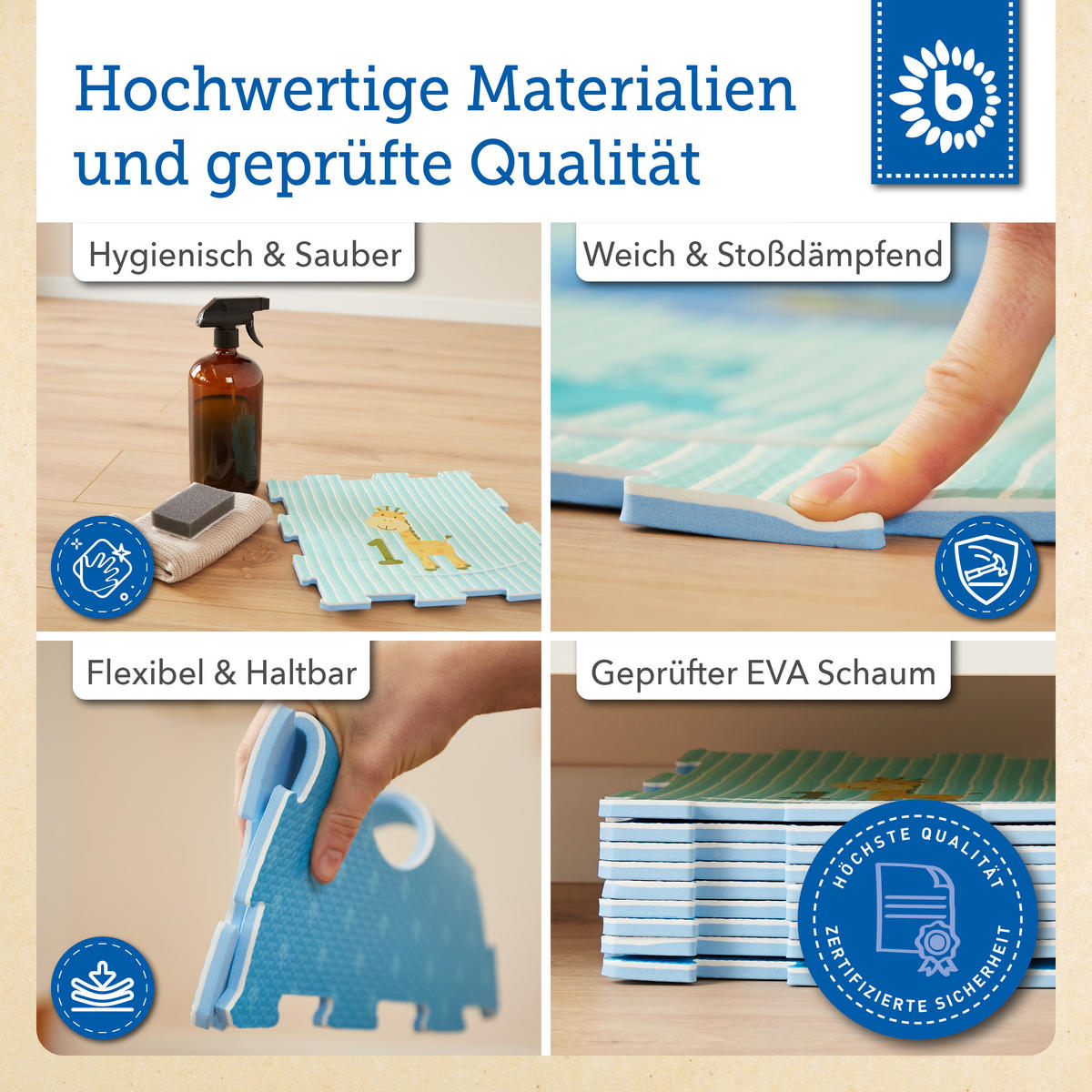 PUZZLEMATTE Tiere für Kinder - Blau, Kunststoff (30/30cm) - Bieco Spielwaren