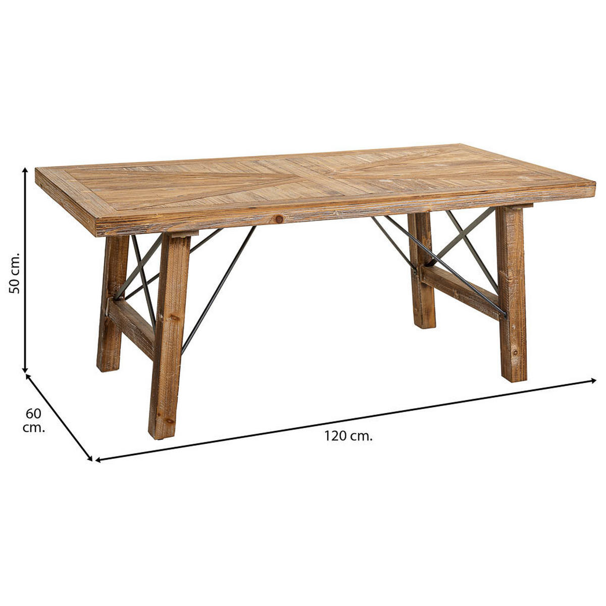COUCHTISCH aus Holz 120x60x50 cm - Braun, Holz (60/120/50cm) - Wanderlust