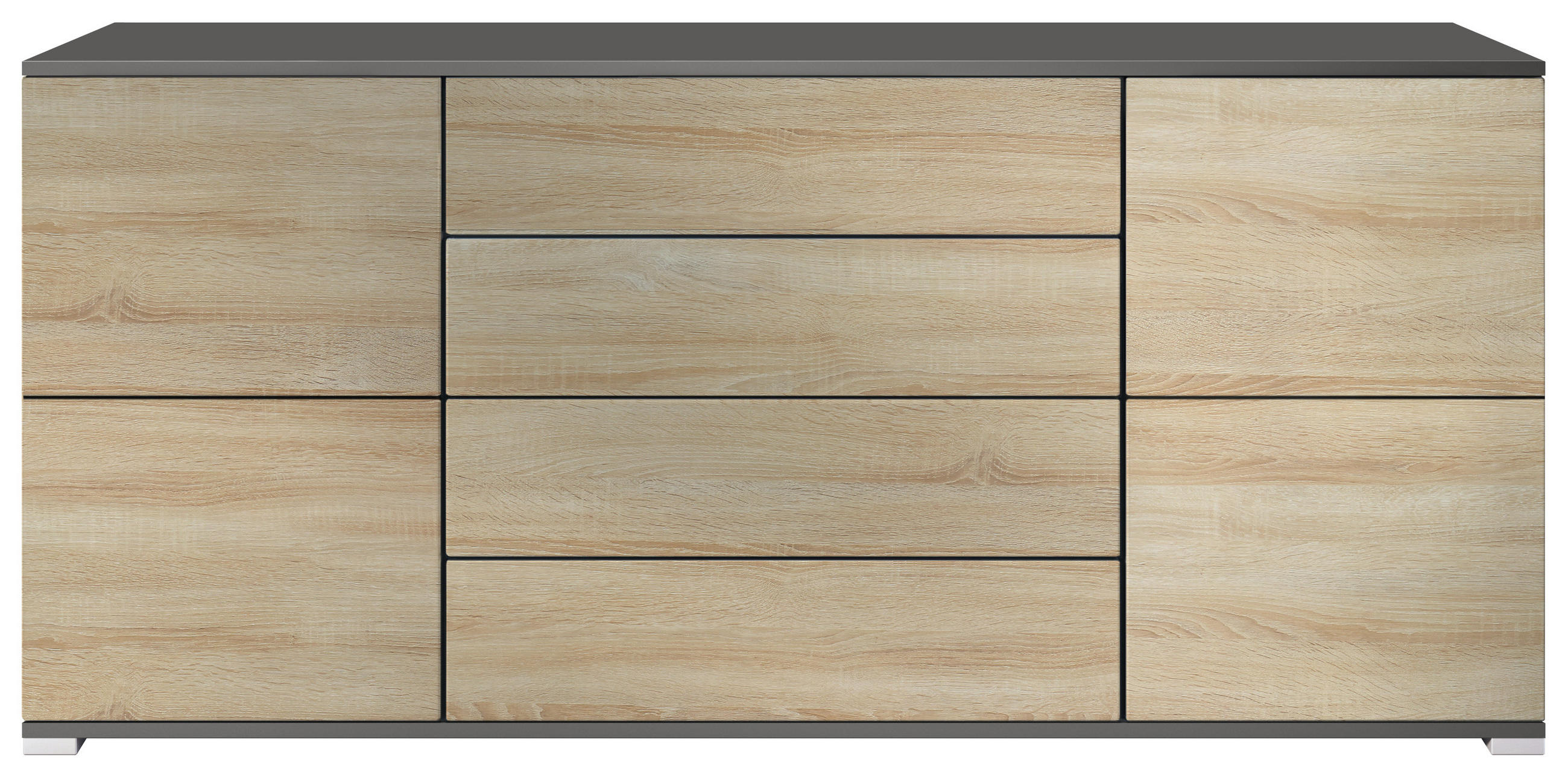 SIDEBOARD Rova Eiche sägerau - Eiche San Remo, Holzwerkstoff (166.5/75.5/35cm) - Vladon
