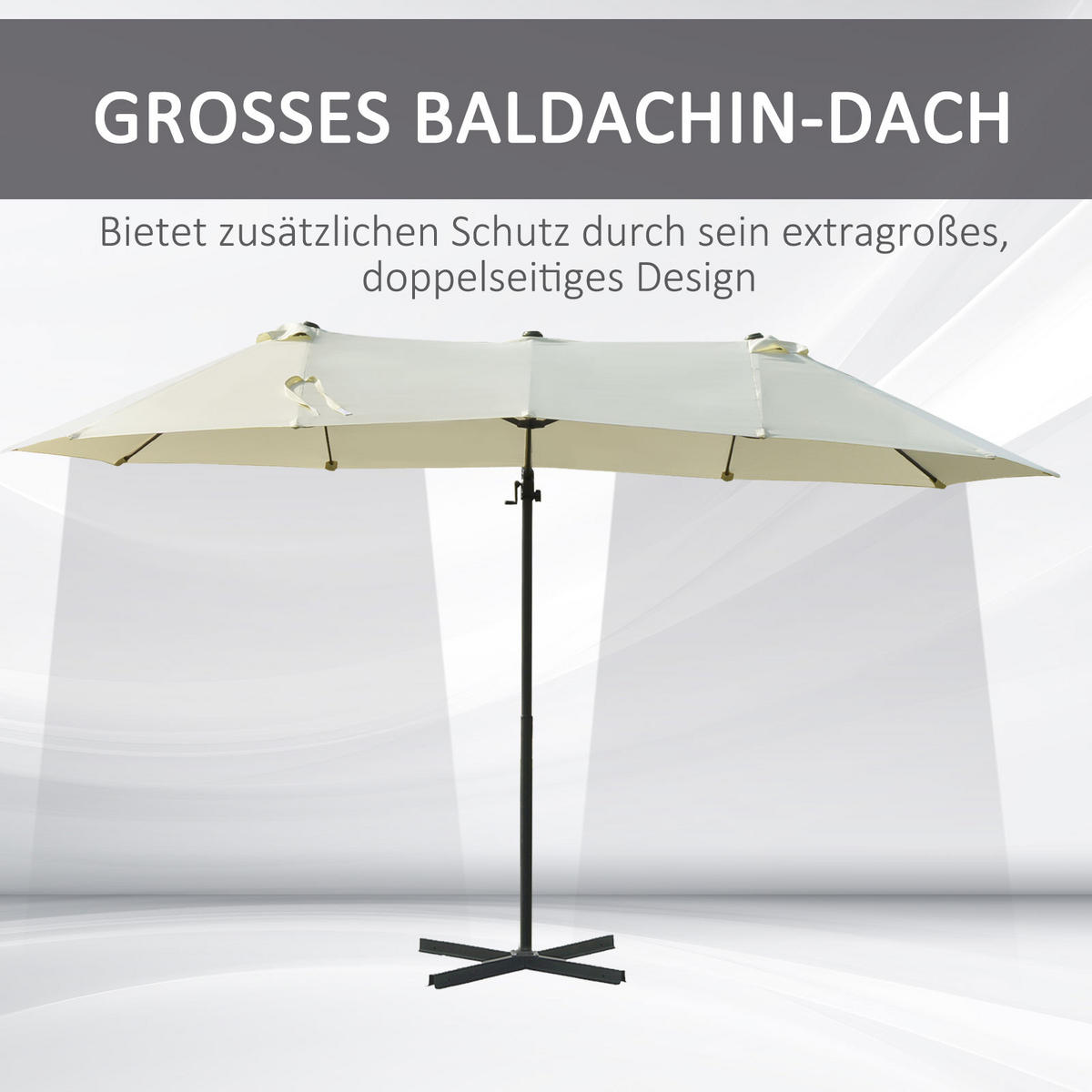 DOPPELSONNENSCHIRM, Ampelschirm mit Kurbel, Verstellbarer Gartenschirm, Metall, Cremeweiß - Beige, Metall (270/460cm) - Outsunny