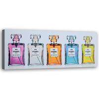 WANDBILD farbige parfümflaschen - Multicolor, Textil (90/30cm) - Feeby