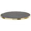 TISCHPLATTE runder 60 cm, Schwarz - Goldfarben/Grau, Metall (60/2.5/60cm) - Oviala