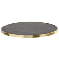 TISCHPLATTE runder 60 cm, Schwarz - Goldfarben/Grau, Metall (60/2.5/60cm) - Oviala