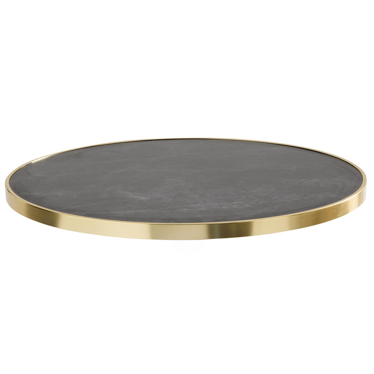TISCHPLATTE runder 60 cm, Schwarz - Goldfarben/Grau, Metall (60/2.5/60cm) - Oviala