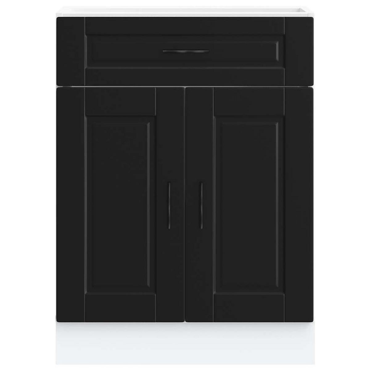 KÜCHENUNTERSCHRANK Porto mit 1 Schublade 60/46/81,5 cm aus Holzwerkstoff Schwarz - Schwarz, Holz (60/81.5/46cm) - vidaXL