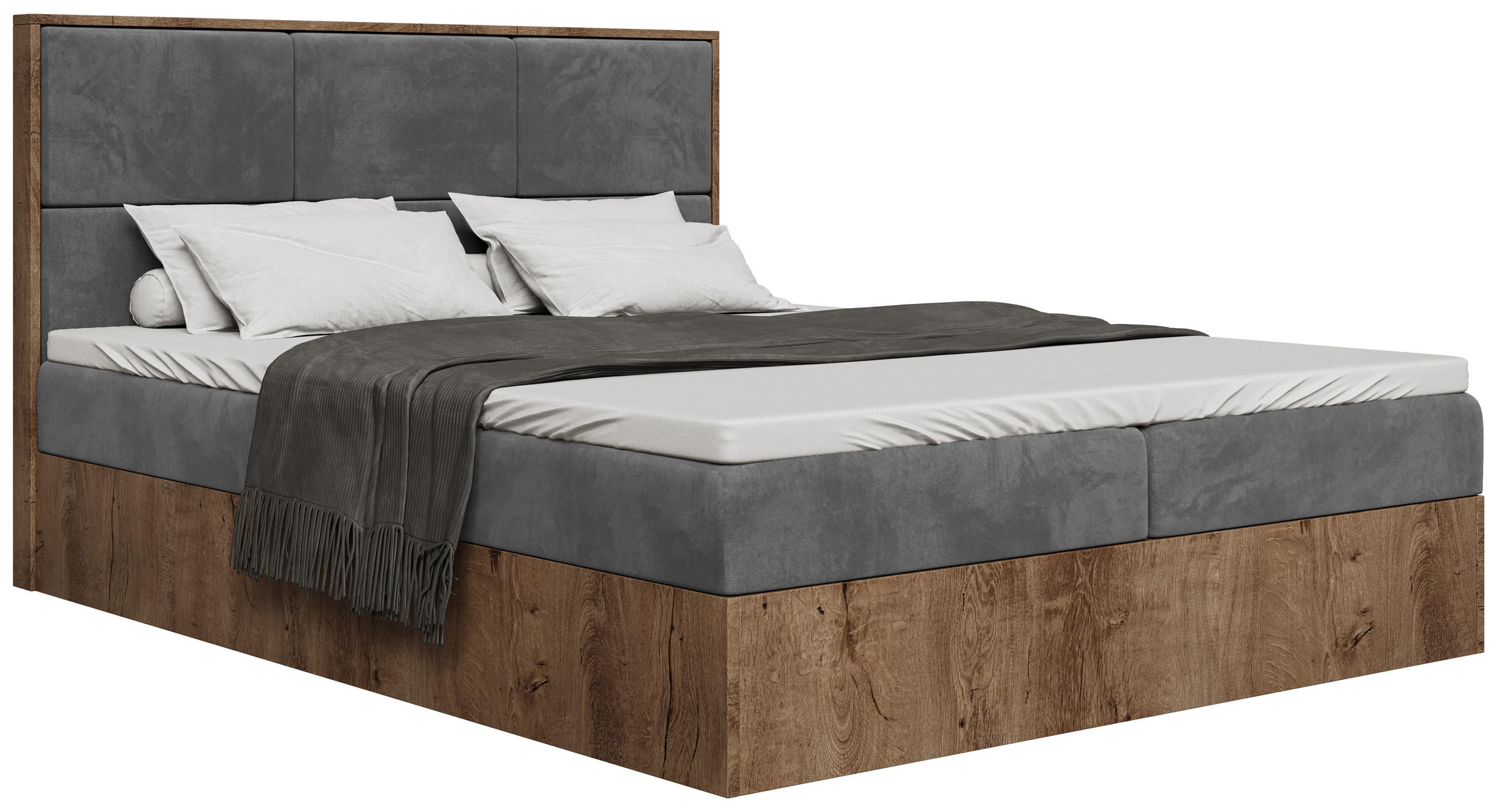 BOXBETT Loft mit Topper 140/200 Dunkelgrau - Grau, Holzwerkstoff/Textil (140/200cm) - Bromarkt