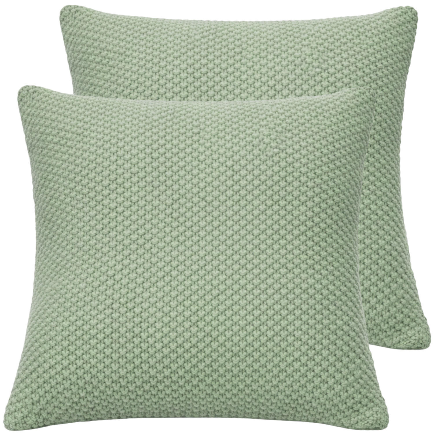 KISSENBEZUG 50x50 im 2er Set, Strick Dekokissenbezug, Wohnzimmer Sofakissenbezug für Sofa, Bett, Couch - Salbei Grün - Grün, Textil (50/50cm) - Carpe Sonno