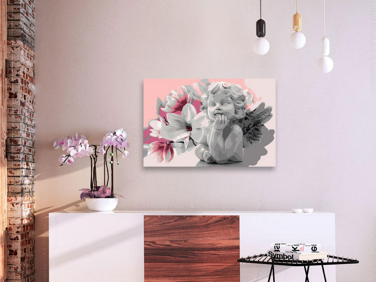 MALEN NACH ZAHLEN 50/40 cm - Pink/Grau, Textil (1.4/40cm) - KUNSTLOFT