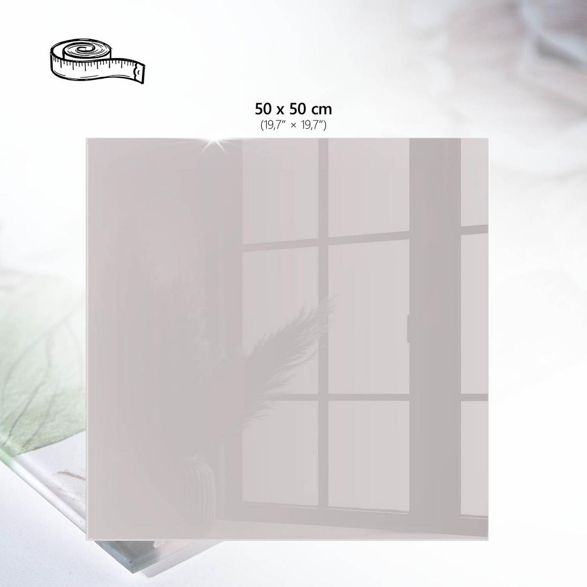 TISCHPLATTE 50x50 cm – Aschgrau - Creme, Glas (50/50/0.4cm) - Wallfluent