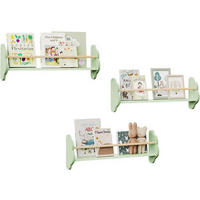 KINDER-WANDREGAL 3er Set, Kiefernholz, 45 x 12,7 x 23cm, Grün - Grün, Holz/Holzwerkstoff (45/23/12.7cm) - Woltu