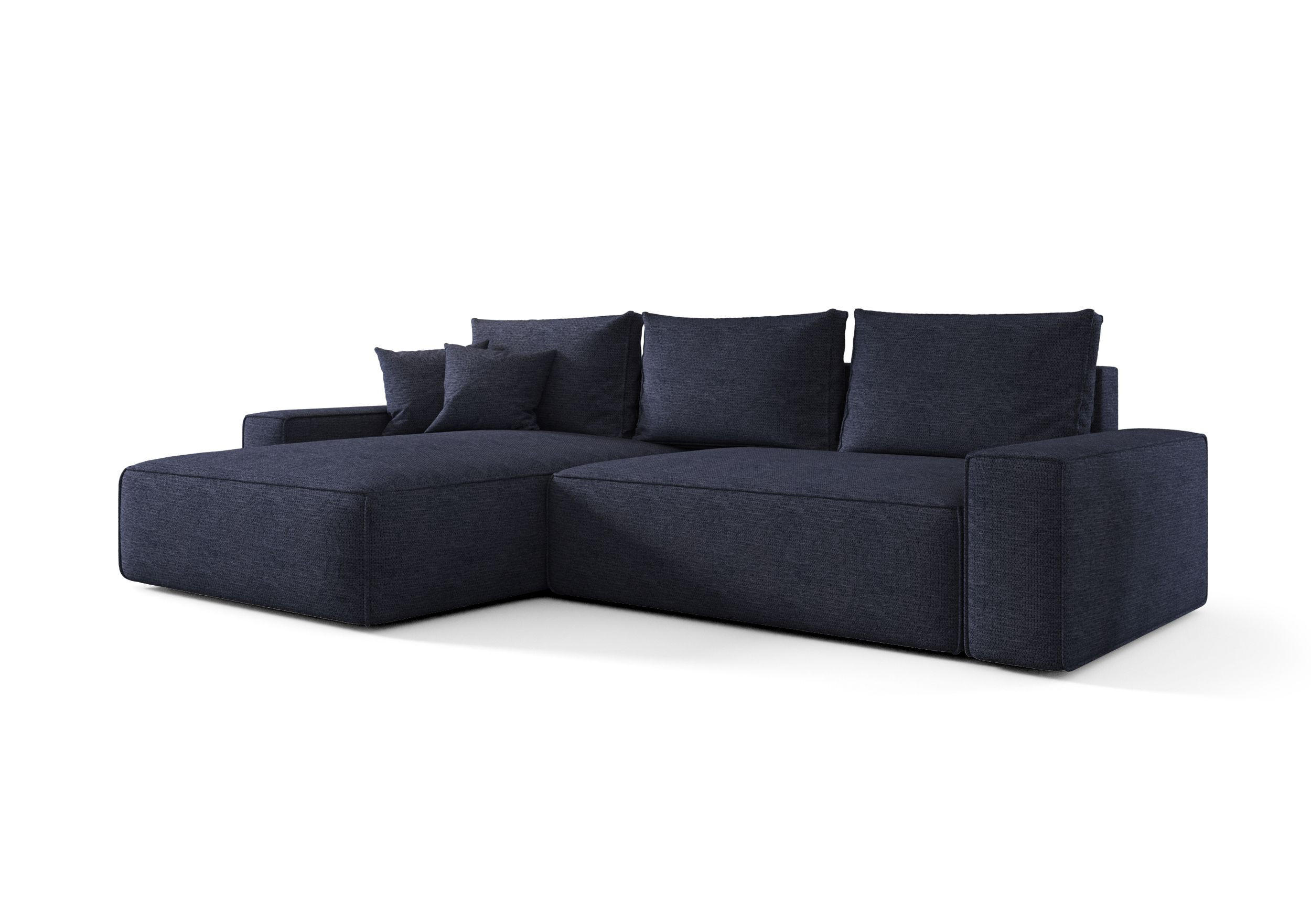 ECKSOFA MONA mit Schlaffunktion ARAGON 79 Links - Dunkelblau, Textil (280/185cm) - Bedante