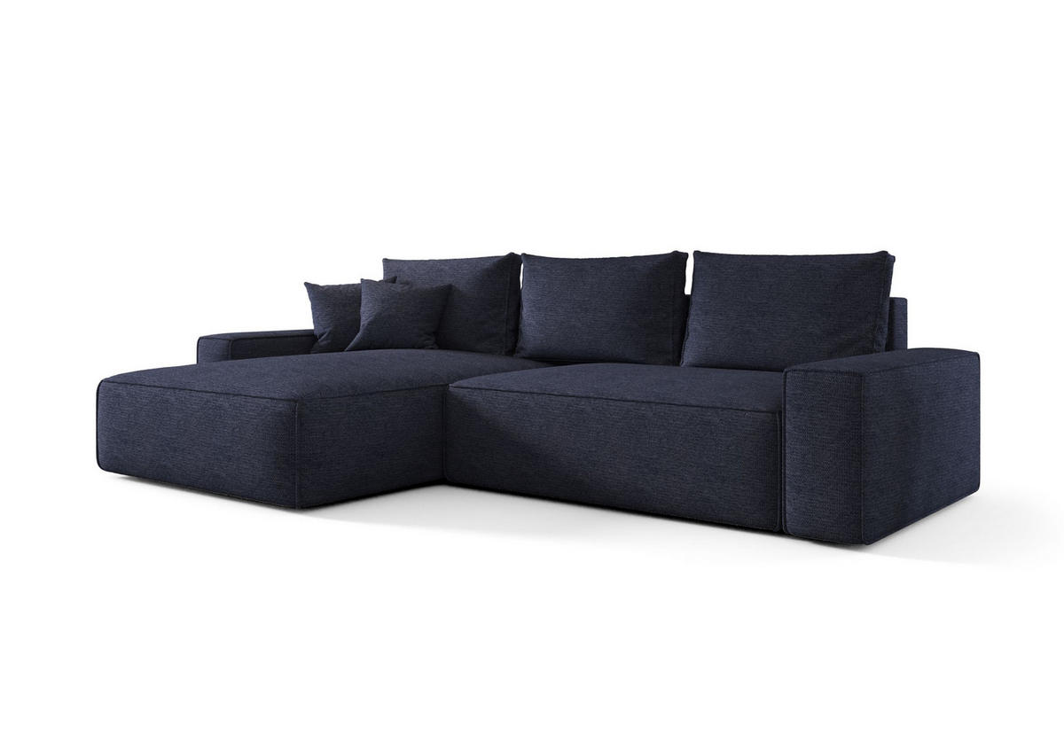 ECKSOFA MONA mit Schlaffunktion ARAGON 79 Links - Dunkelblau, Textil (175/280cm) - Bedante