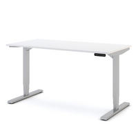 SCHREIBTISCH Elektrisch höhenverstellbarer Schreibtisch Y-Line Signalweiß Weißaluminium 140/70/62-127cm - Weiß Hochglanz/Silberfarben, Holzwerkstoff/Metall (70/140/127cm) - ASSMANN