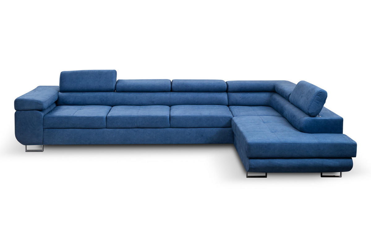 ECKSOFA Marlene IV L-Form mit verstellbaren Kopfstützen Schlaffunktion Bettkasten 347 cm rechts blau - Blau, Kunststoff (202/347cm) - Margaret Hadas24