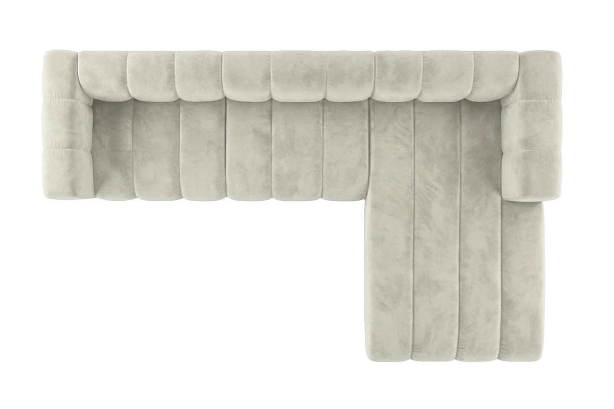ECKSOFA Modulares In L-Form, Velvet-Stoff Riviera, Ecru, Rechts, GRAND 318 cm - Creme, Holz (318/179cm) - Kaiser Möbel