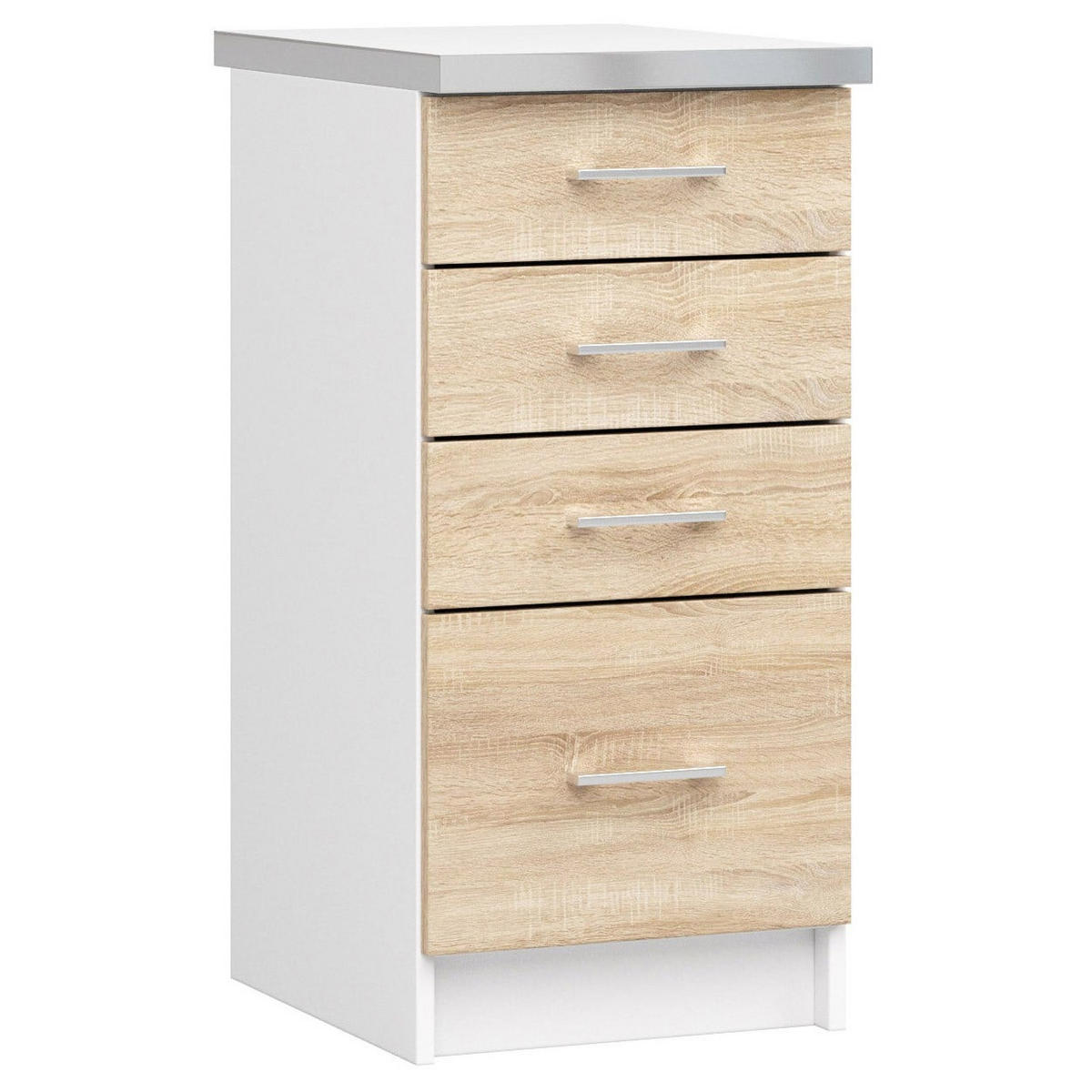 UNTERSCHRANK Weiß, Eiche Sonoma 82/40/44,5 - Weiß, Holzwerkstoff (40/82/44cm) - RAUMHIRSCH FURNITURE