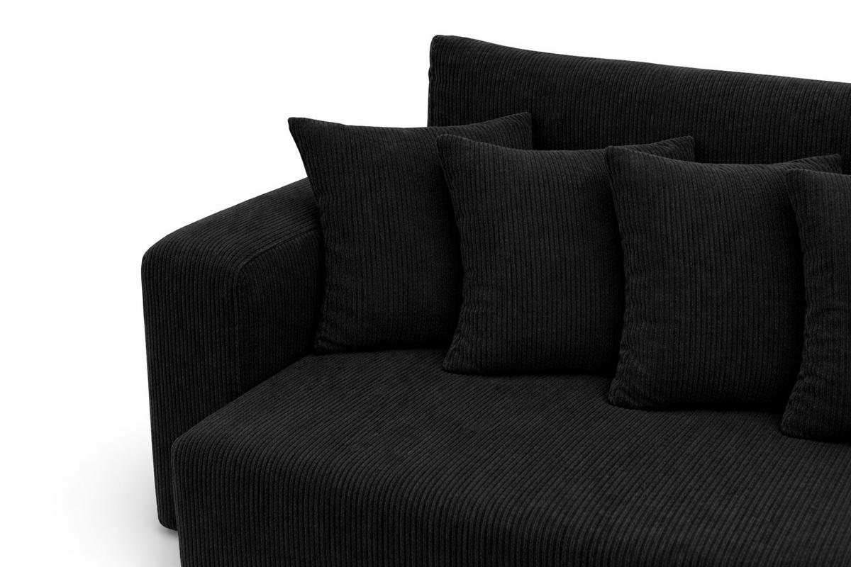 SCHLAFSOFA, Cordstoff Poso, Schwarz, PIANO DOUBLE - Schwarz, Holz (246/83/145cm) - Kaiser Möbel
