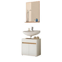 BADMÖBEL-SET 2-teilig weiß, Wotan Eiche, Badkombination 60 cm - Silberfarben/Eiche Wotan, Glas/Holz (61/200/34cm) - Furn.Design