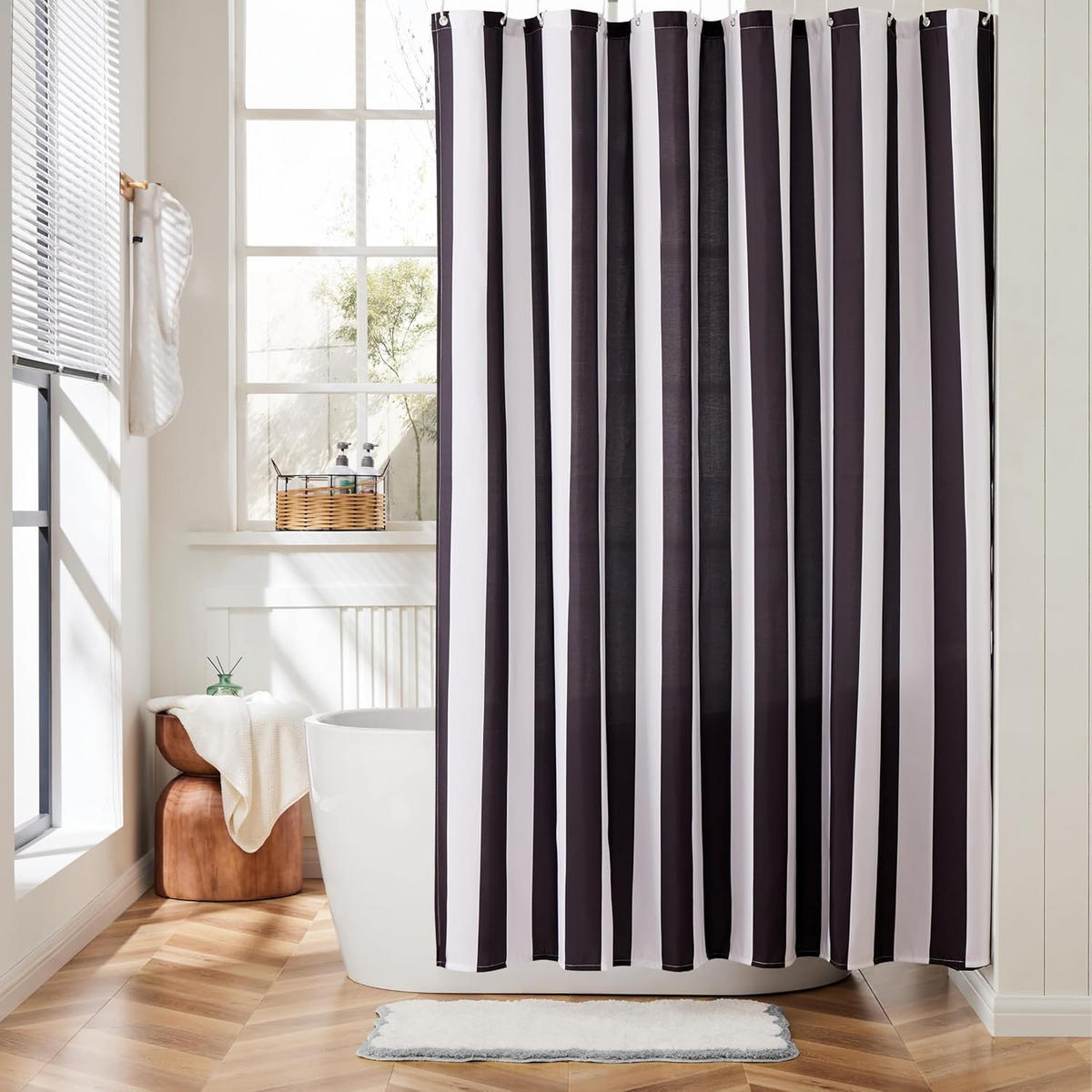 DUSCHVORHANG gestreift wasserdicht schimmelresistent ideal für Dusche mit Haken - Multicolor, Textil (180/200cm) - MCBOSON
