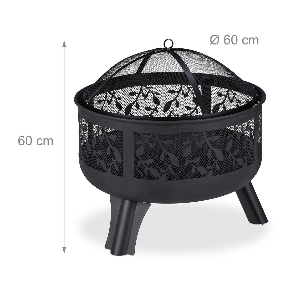 FEUERSCHALE - Schwarz, Metall (60/60/60cm) - Relaxdays