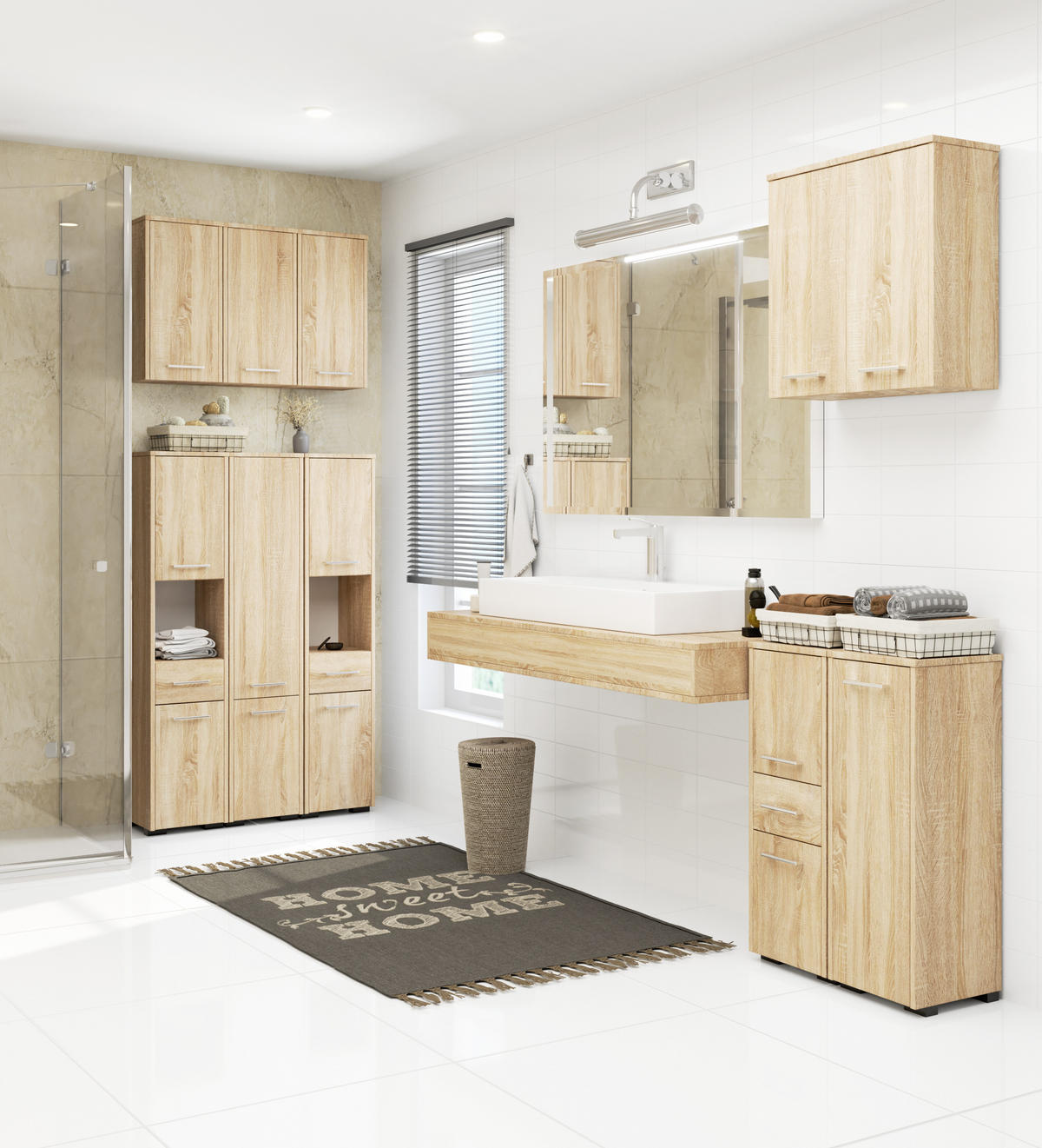 HÄNGESCHRANK Sonoma Eiche 64x94x30 cm - Silberfarben/Sonoma Eiche, Holzwerkstoff/Kunststoff (64/94/30cm) - Akord