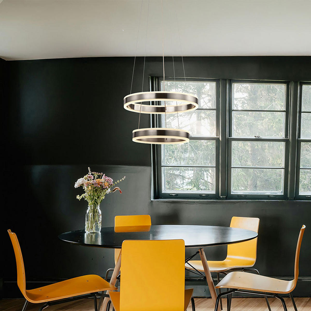 LED HÄNGELEUCHTE Ringe Silber - Silberfarben, Metall (40/40/150cm) - Nowa