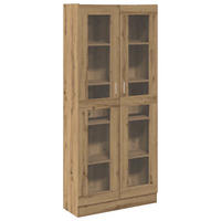 VITRINE mit Glas Türen, 4 Ablagen 82,5/30,5/185 cm aus Holzwerkstoff Artisan-Eiche Dekor - Eiche Artisan, Holz (82.5/185/30.5cm) - vidaXL