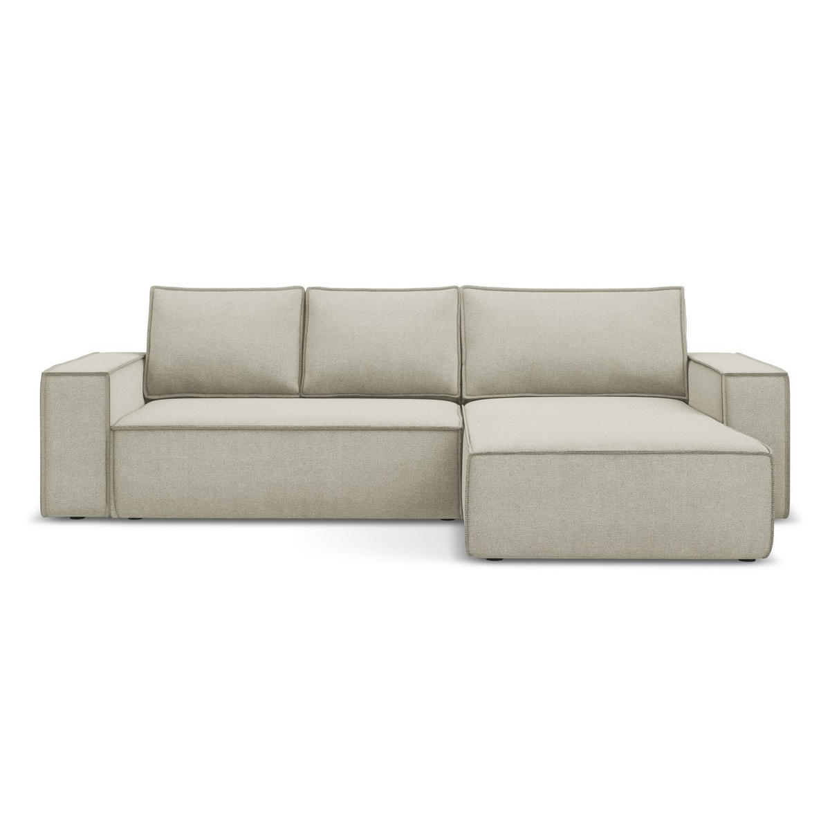 ECKSOFA mit Schlaffunktion Strukturstoff Stoff Beige - Beige/Creme, Kunststoff/Textil (290/185cm) - LaMiaSofa