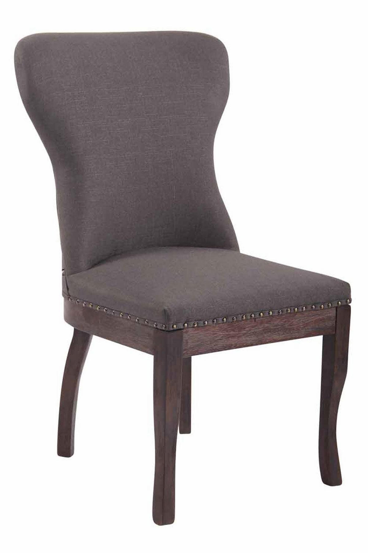 STUHL Stoff dunkelgrau - Dunkelgrau/Dunkelbraun, Holz/Textil (50/94/61cm) - CLP