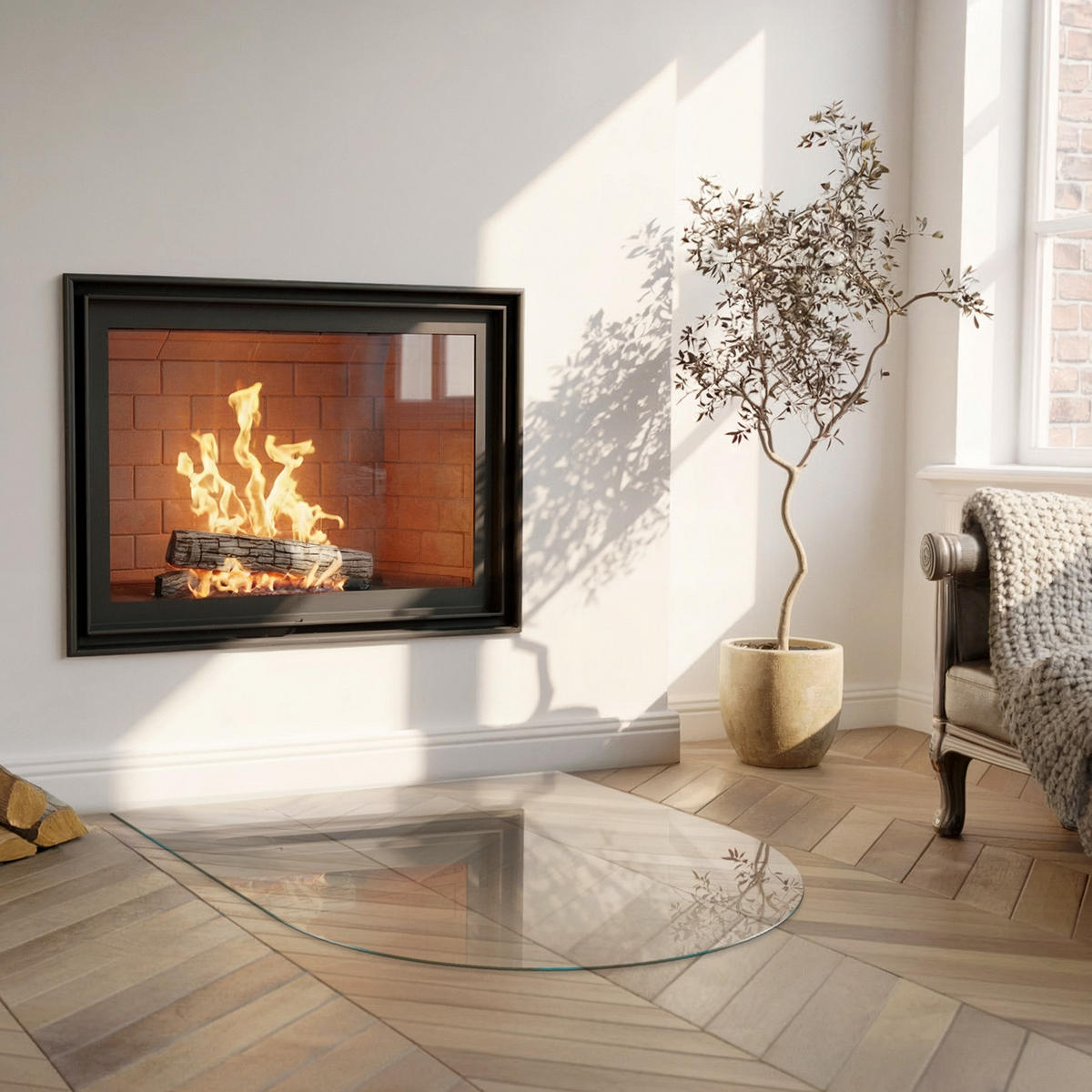 GLASPLATTE für Kamin 80x70 cm - Transparent, Glas (80/70/0.4cm) - ArtPrintCave