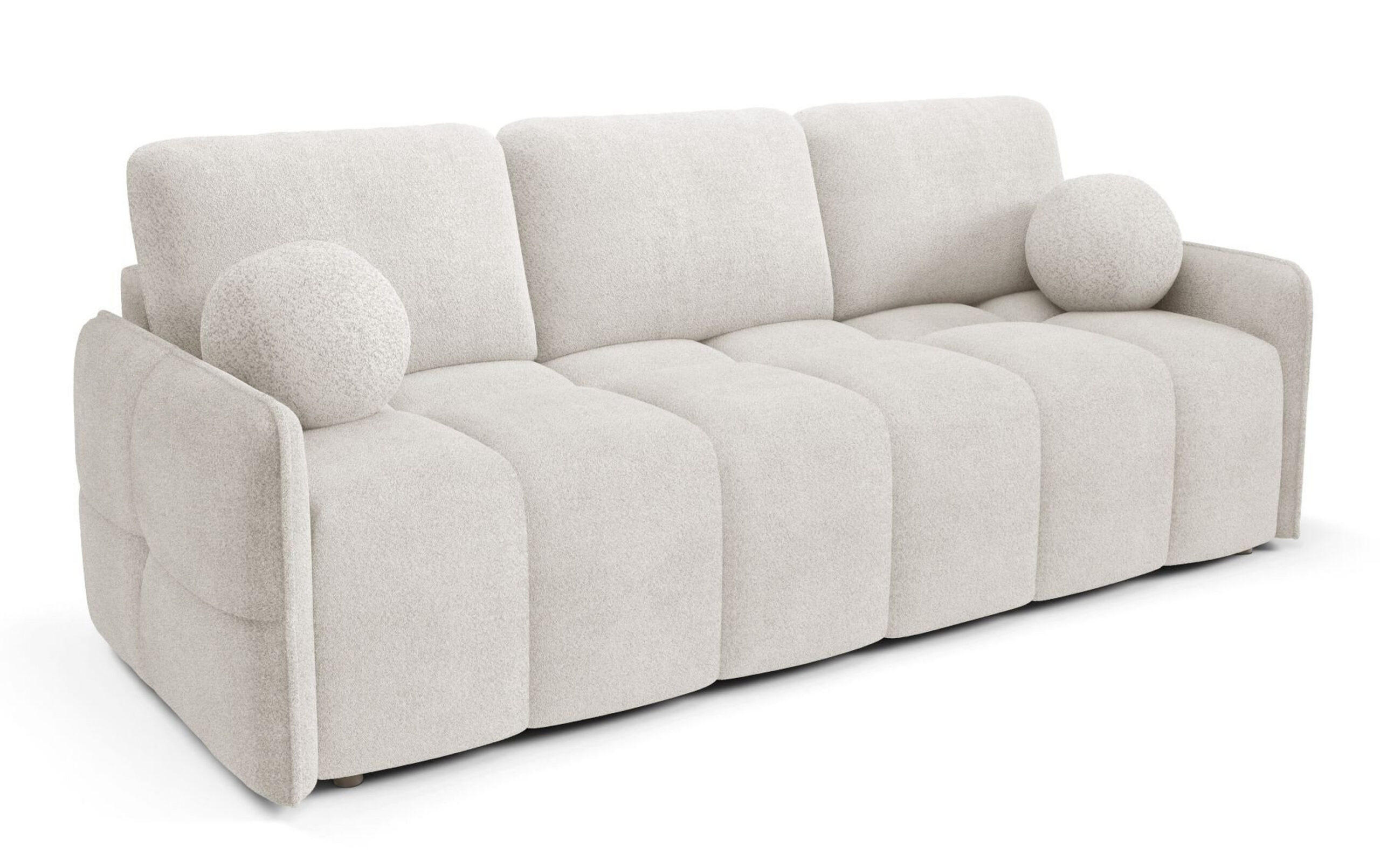 SCHLAFSOFA EMILI, Sofa mit Schlaffunktion und Bettkasten, Farbe: Weiß, Bouclé-Stoff - Weiß, Textil (212/95/90cm) - Sepro Meble