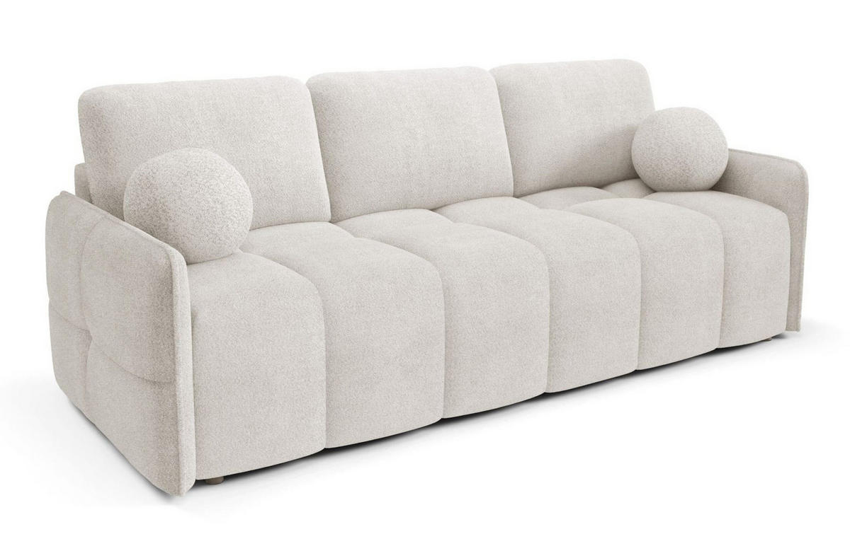 SCHLAFSOFA EMILI, Sofa mit Schlaffunktion und Bettkasten, Farbe: Weiß, Bouclé-Stoff - Weiß, Textil (212/95/90cm) - Sepro Meble