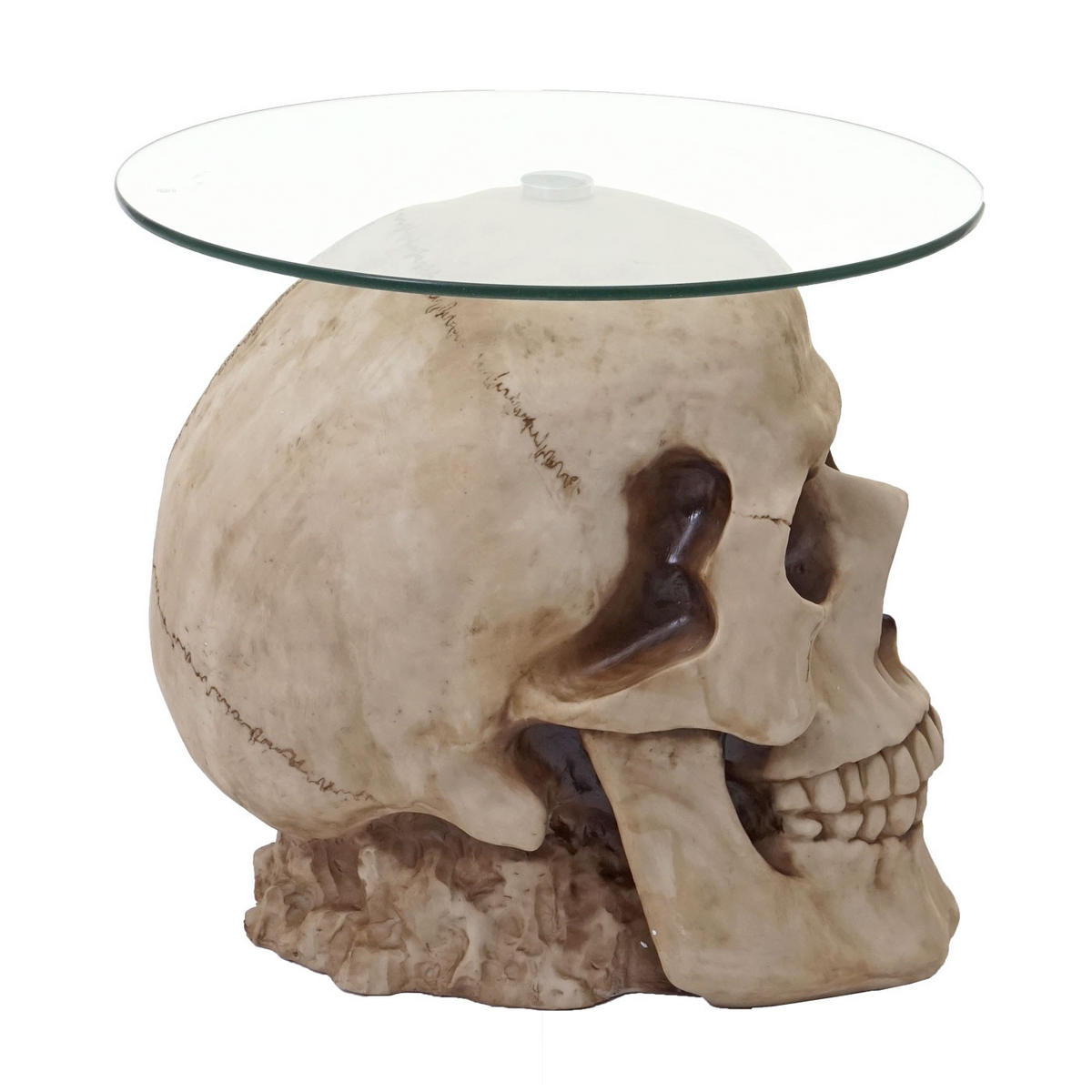 BEISTELLTISCH TOTENKOPF rund Beige - Beige, Stein (55/55/52cm) - MCW