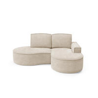ECKSOFA Flow Beige, mit Kissen in Abriamo Stoff, rechte seite - Beige, Holzwerkstoff/Textil (210/157cm) - Bettso