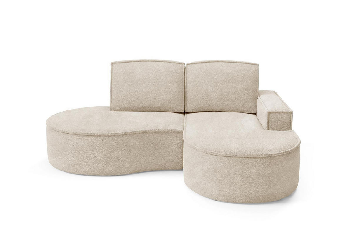 ECKSOFA Flow Beige, mit Kissen in Abriamo Stoff, rechte seite - Beige, Holzwerkstoff/Textil (210/157cm) - Bettso