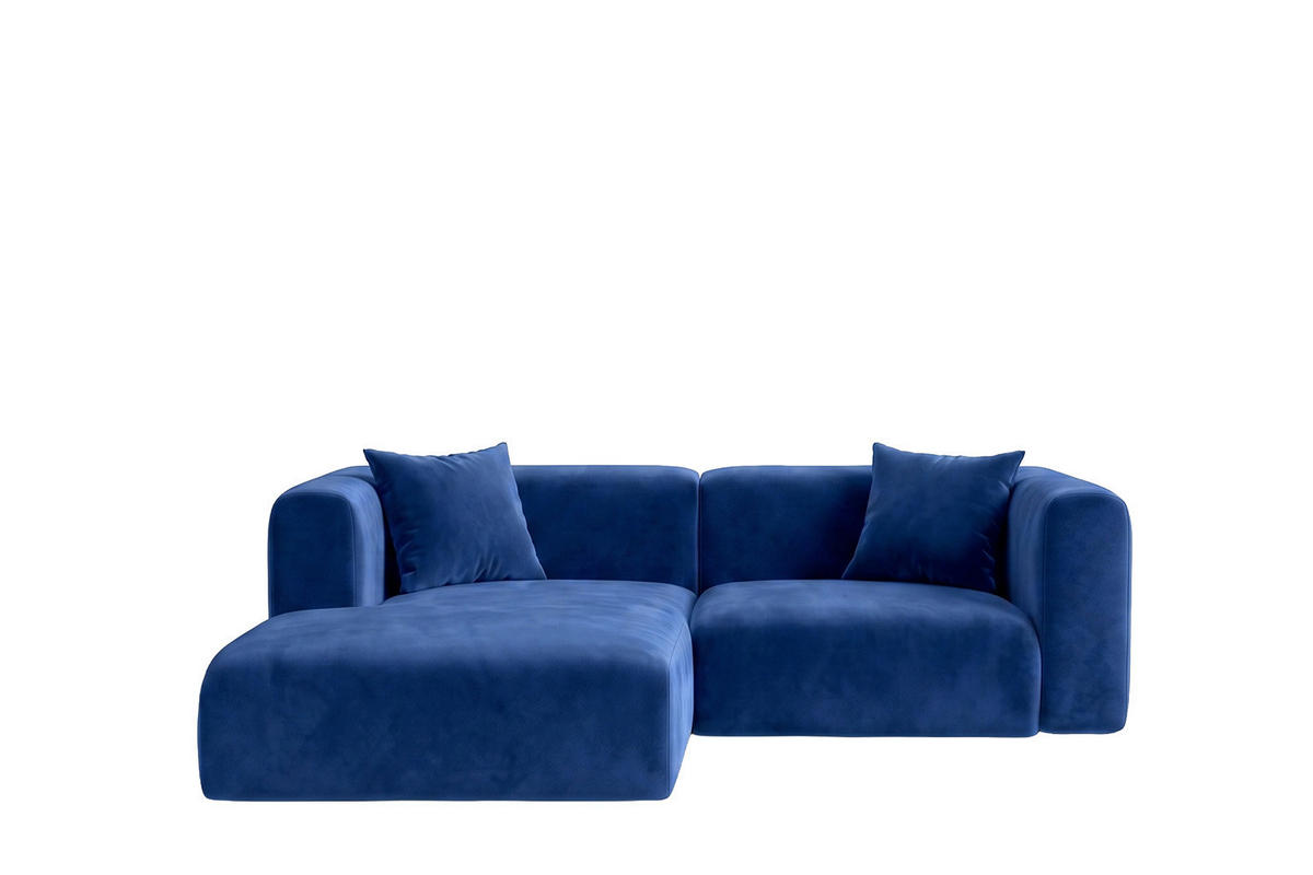 ECKSOFA L-Form mini, Velvet-Stoff Bluvel, Tintenblau, Links, GRETA - Blau, Holz (226/179cm) - Kaiser Möbel