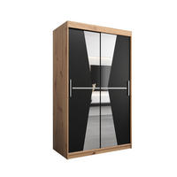 SCHWEBETÜRENSCHRANK 200/120/62 2-türig - Silberfarben/Schwarz, Holz/Kunststoff (120/200/62cm) - Abiks Möbel
