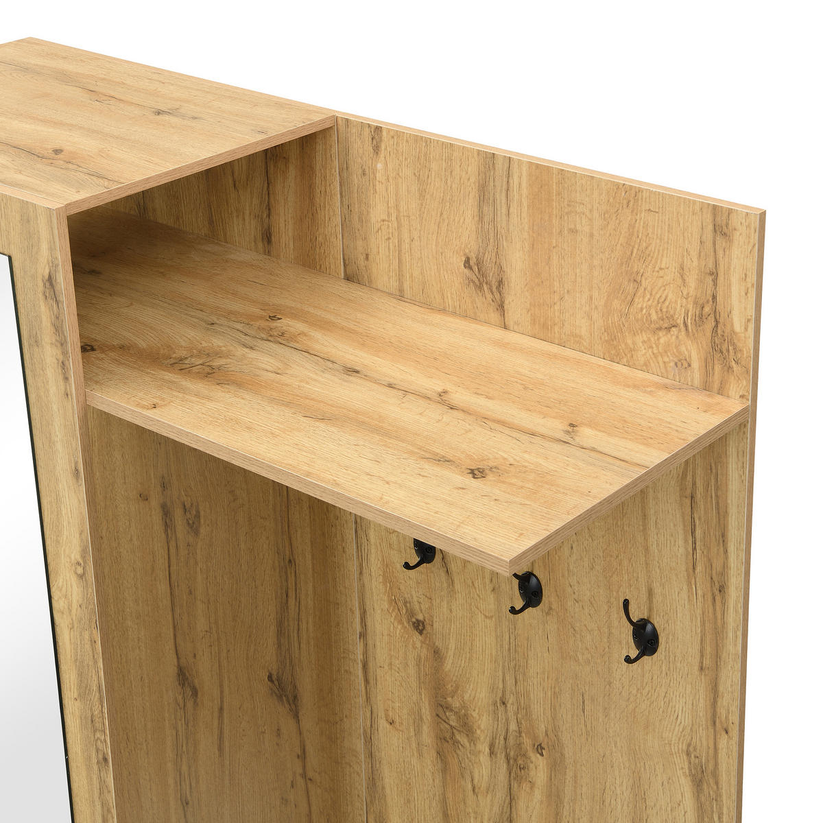 KLEIDERSCHRANK-SET 5 Haken Spiegel Schuhschrank Garderobenbank Flur - Multicolor, Holzwerkstoff (38/191/100cm) - FLIEKS