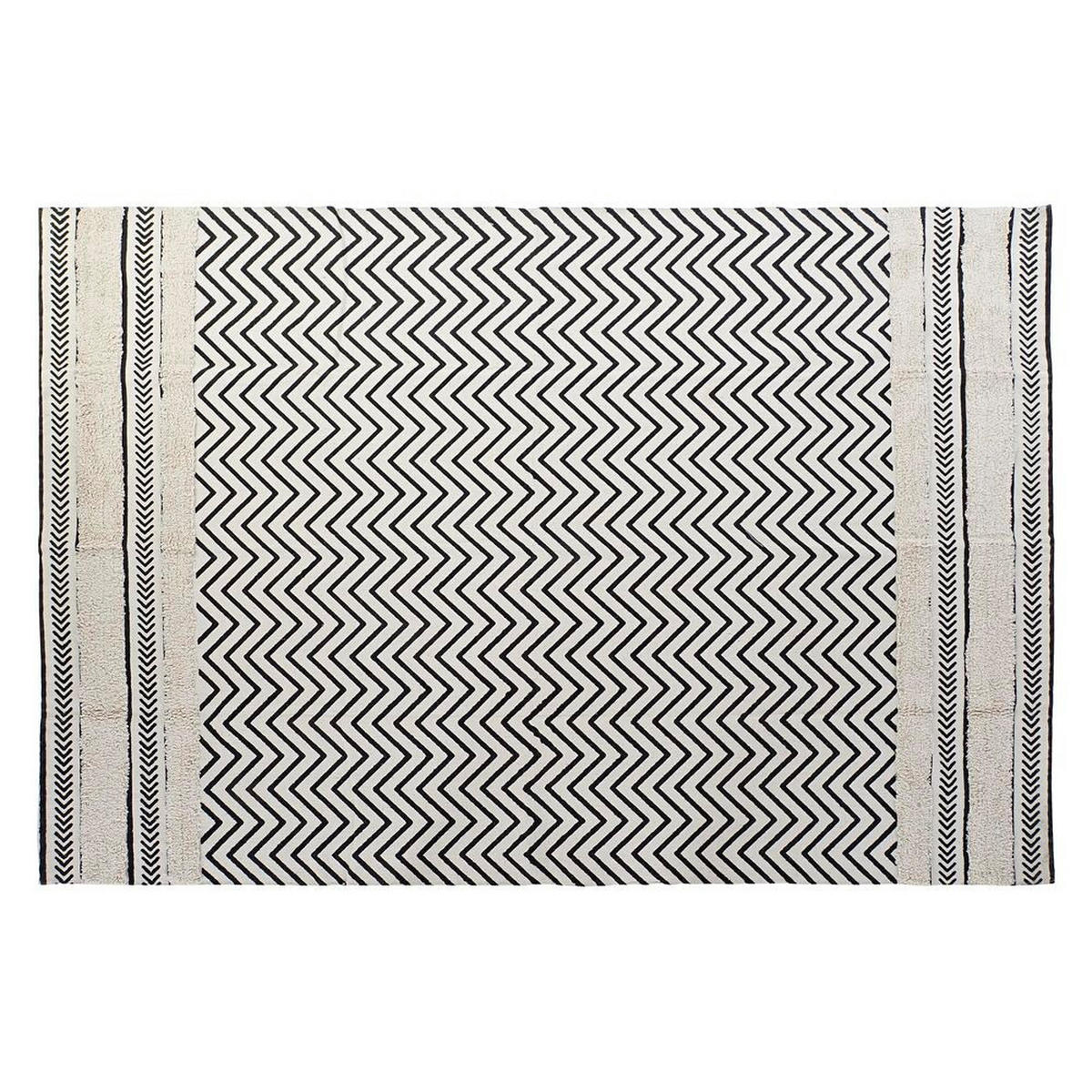TEPPICH Schwarz Zick-Zack Weiß (160 x 226 x 0,7 cm) - Weiß, Textil (160/226cm) - DKD Home Decor