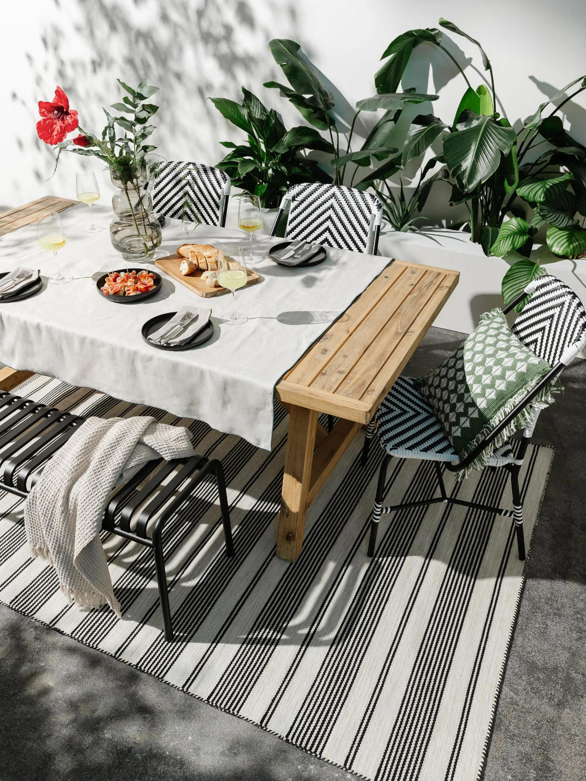 OUTDOORTEPPICH Rida Beige/Schwarz 120/170 cm - Beige/Schwarz, Kunststoff/Textil (120/170cm) - benuta
