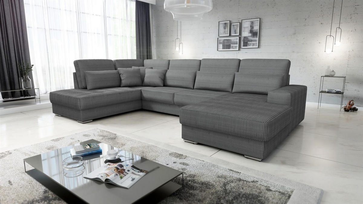 WOHNLANDSCHAFT Nevio In Scala - Grau, Holzwerkstoff/Textil (401/88/226cm) - Fun Möbel