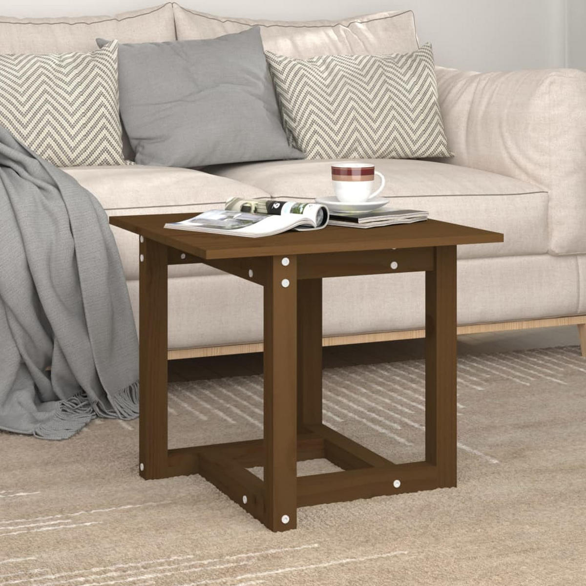 COUCHTISCH Honigbraun 50x50x45 cm Massivholz Kiefer - Braun, Holz (50/50/45cm) - furnicato
