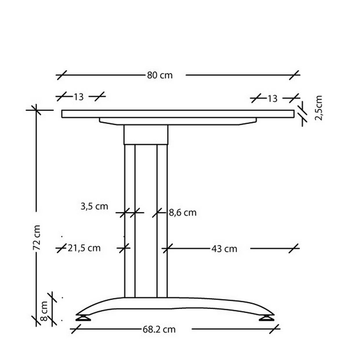 SCHREIBTISCH Serie-B 80/180/72 cm in Eichefarben - Eichefarben, Holzwerkstoff (80/180/72cm) - bümö